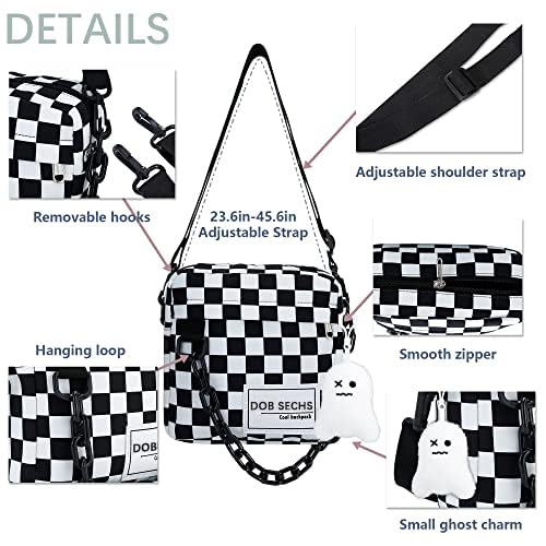 DOB SECHS Crossbody Purse Small Messenger Bags for Women Men Shoulder Bag, Black White Checkered - Image 4